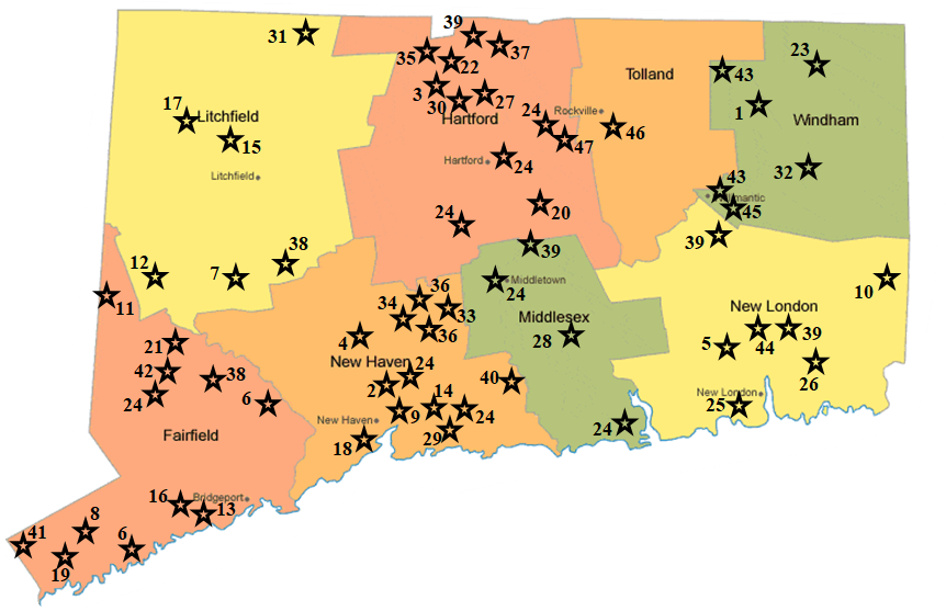 Map of participating nurseries. See document for location information