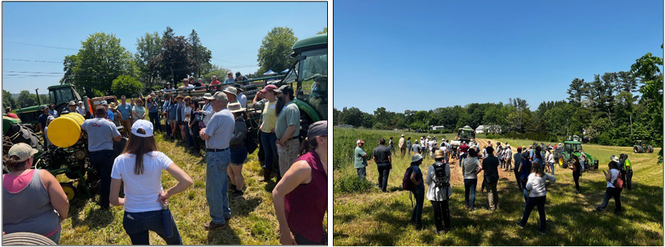 Participants at the Low-to No-till Implement Demonstration Field Day at Cecarellis Harrison Hill Farm, Northford, CT on June 1, 2023. Photos by Shuresh Ghimire.