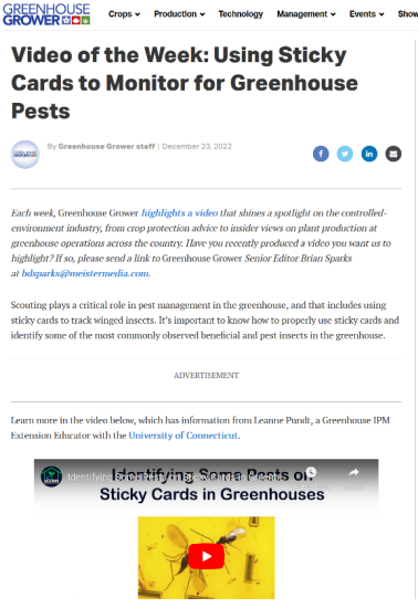 Green house pest article