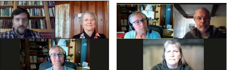 Left: Victoria Wallace introduces the 2022 CIPWG symposium with co-chairs Rose Hiskes and Emmett Varricchio. Right: Victoria Wallace moderates a session during the 2022 CIPWG symposium
