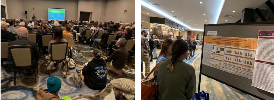 Oral (left) and poster (right) sessions at New England Vegetable and Fruit Conference in Manchester, NH on Dec 14, 2022.