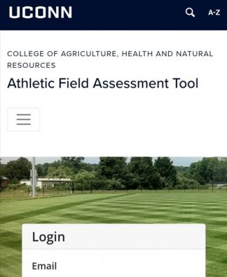 screenshot of home page for UConn turf assessment website