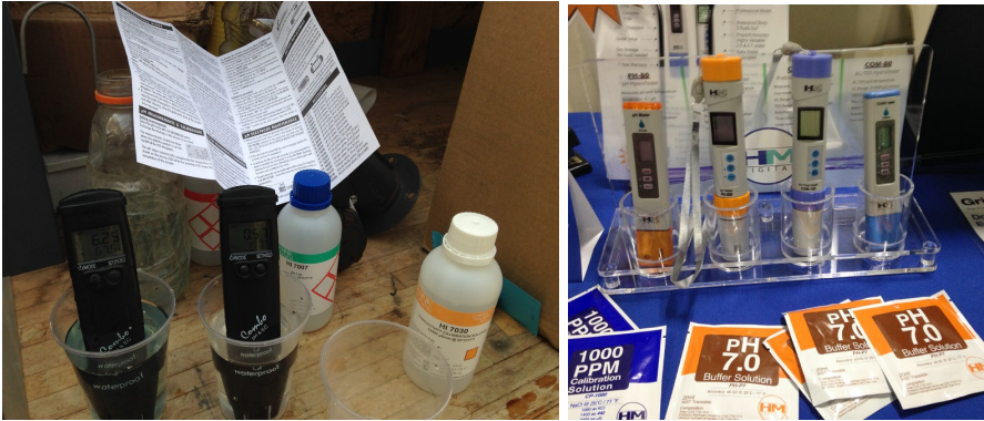 Figura 1: Uso regular de medidores para medir los niveles de CE. Fotos por L. Pundt