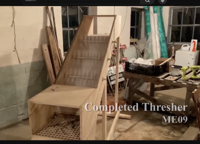 Screenshot of completed thresher from presentation on small farms innovation project