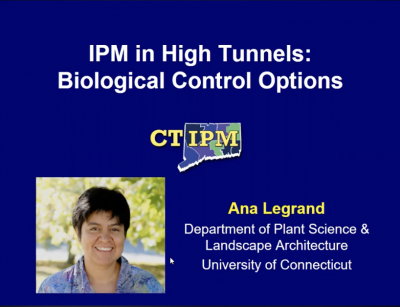 screenshot of title slide from IPM in High Tunnels webinar with Dr. Legrand